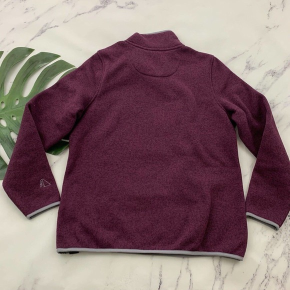 LL Bean Womens Sweater Pullover Size M Fleece Snap Trim Dark Purple Gray - Picture 7 of 11